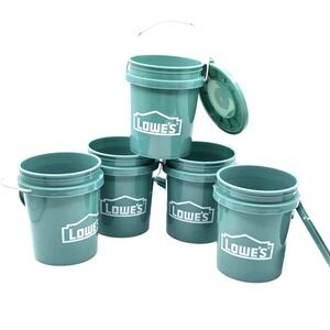 LOT OF 5  Lowe's  Teal Mini Buckets w/ Lid  VIRAL 0.42 Qt